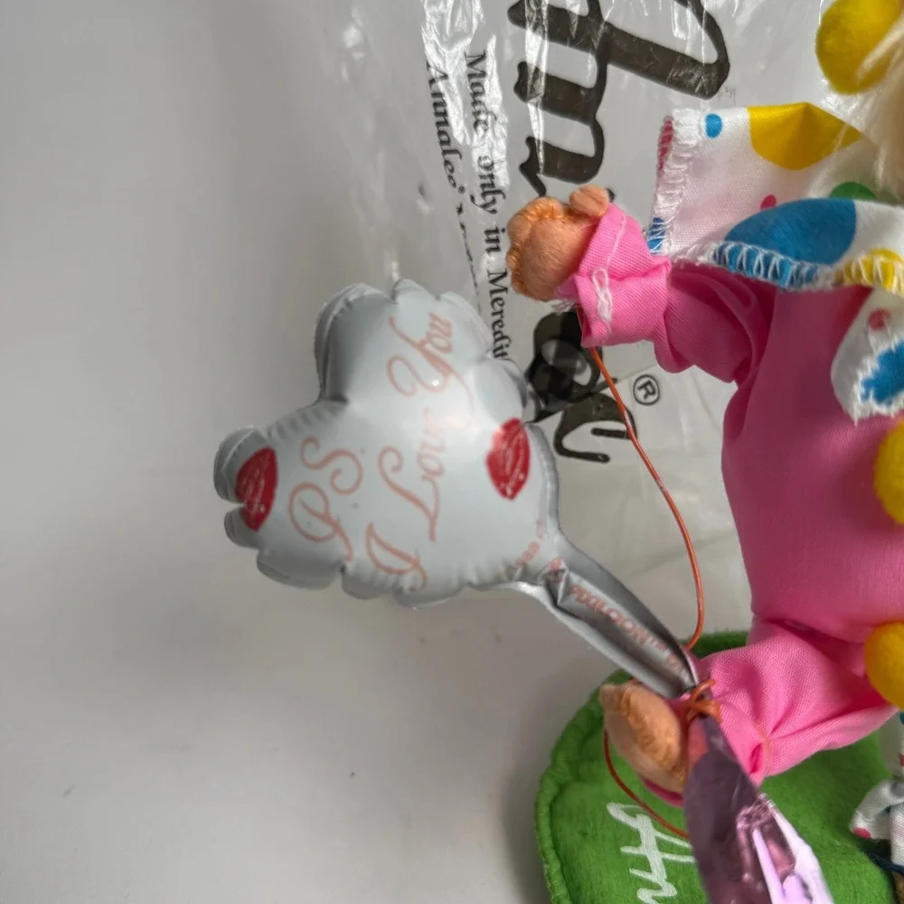 1990 Annalee‎ Doll Society Clown Doll Polka Dot PS I Love You Balloon